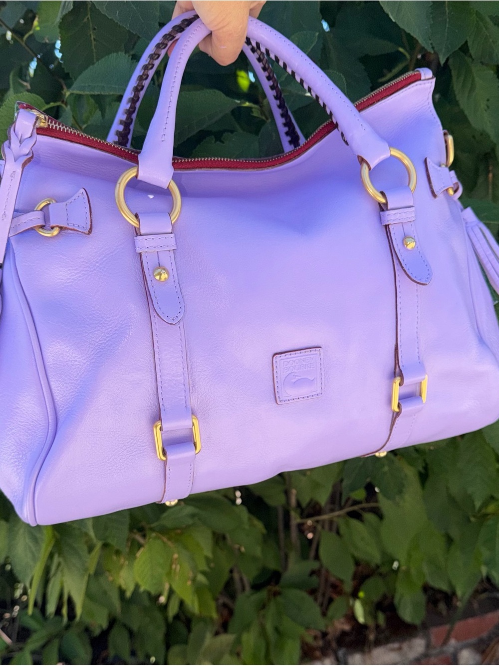 Dooney & Bourke CUSTOM Lavender Leather Satchel with Gold Hardware - Picture 2 of 16
